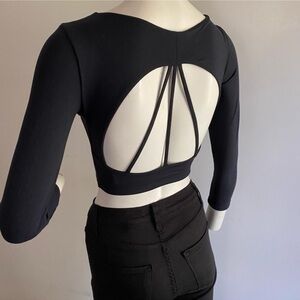 David Lerner 3/4 Sleeve Open Back Sexy Crop Top